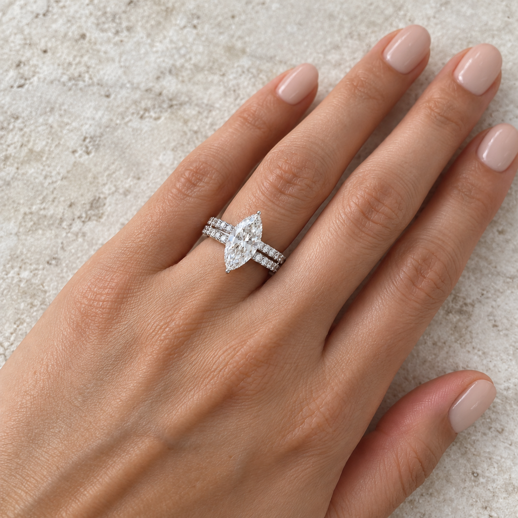 3.50 CT Marquise Double-Band Diamond Ring