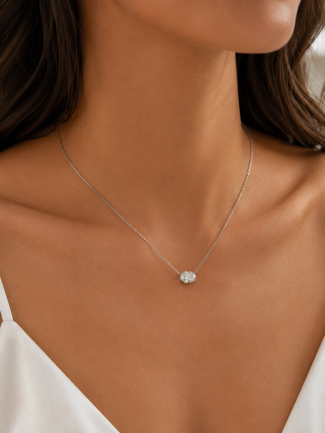 1CT Oval Lab Diamond Necklace