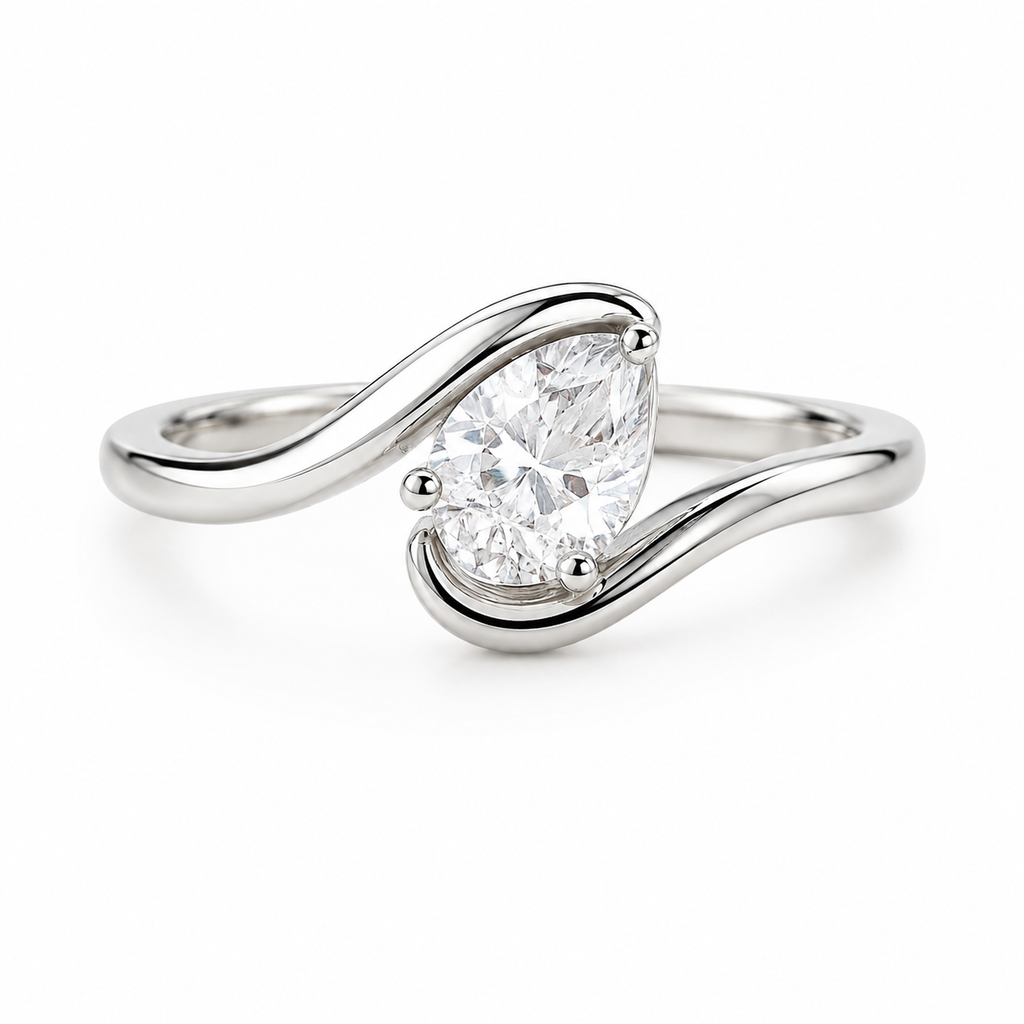Pear Shape Wave Ring – 2.00ct Lab Diamond