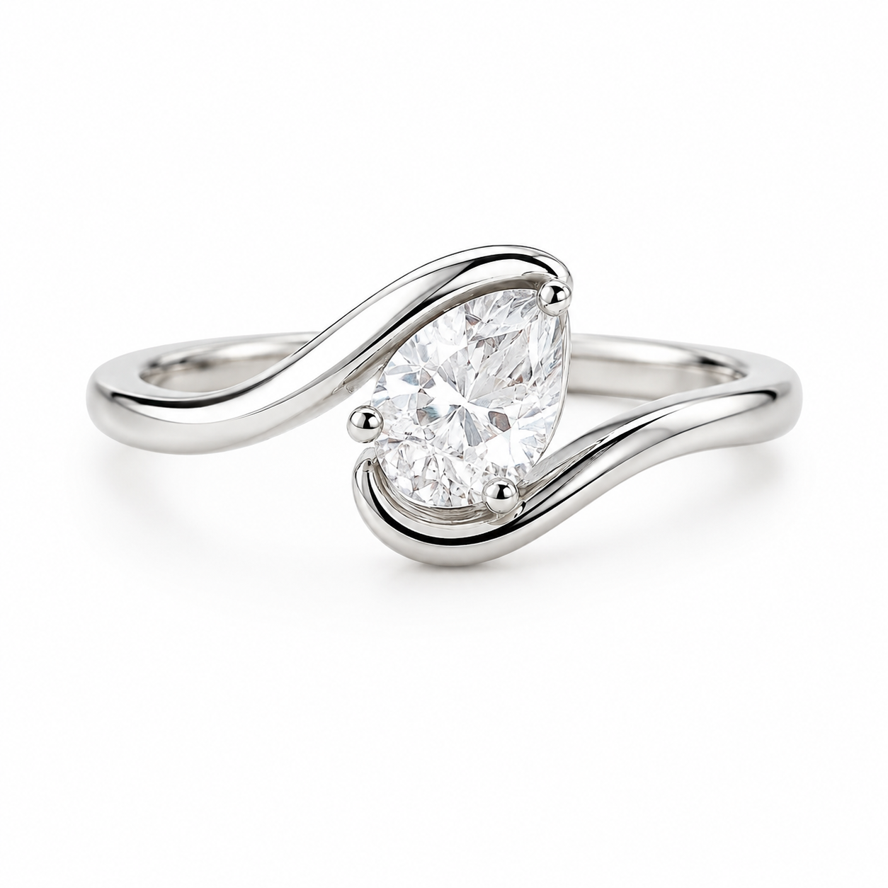 Pear Shape Wave Ring – 2.00ct Lab Diamond