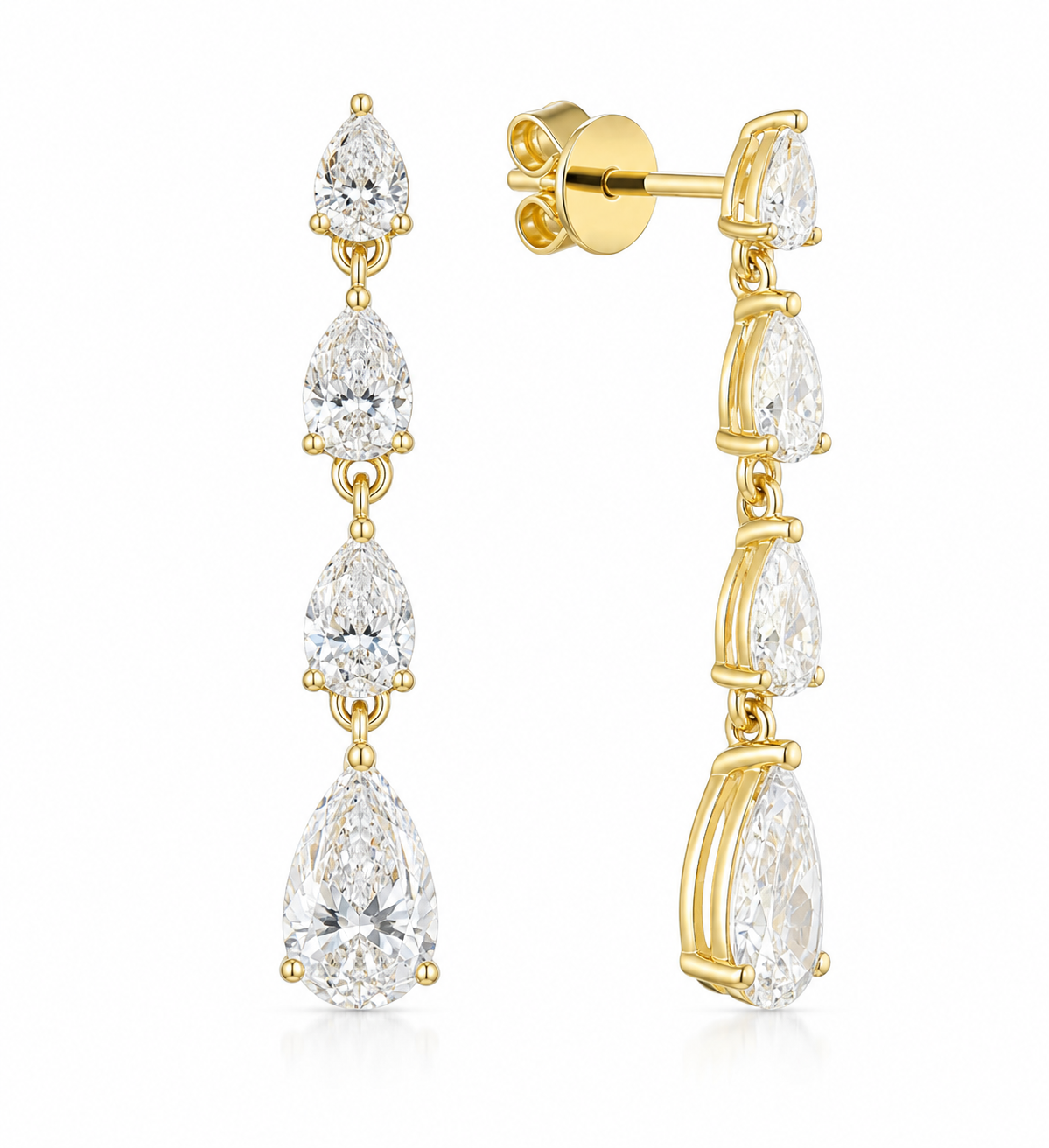Pear Cut Lab Diamond Drop Earrings – 3.55ct Total