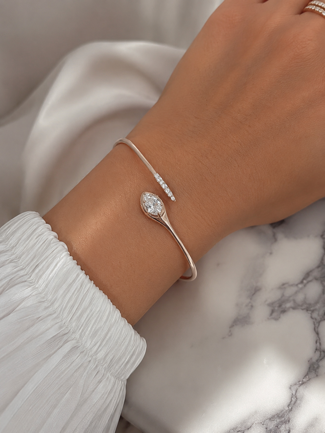 Pear Diamond Open Bangle Bracelet – 2.00 CT