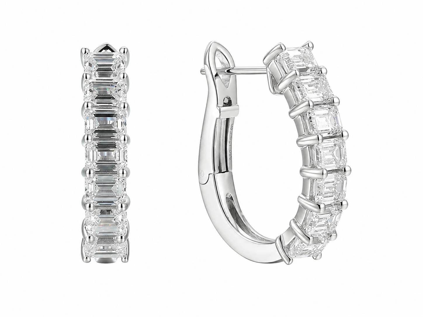 Emerald Cut Pavé Lab Diamond Hoop Earrings – 2.8ct Total