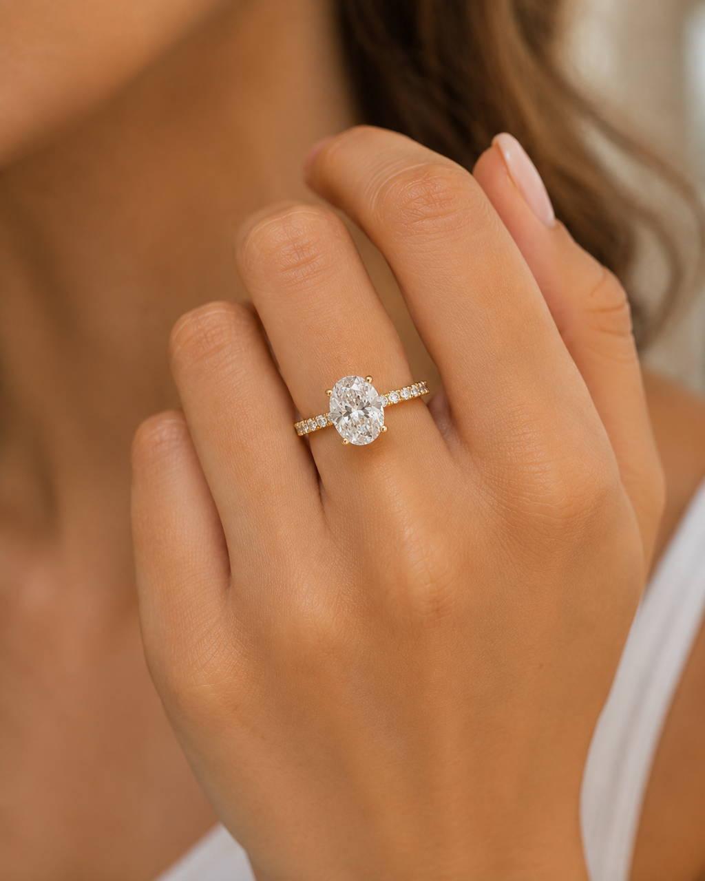 2.47CT Oval Lab Diamond Hidden Halo Ring