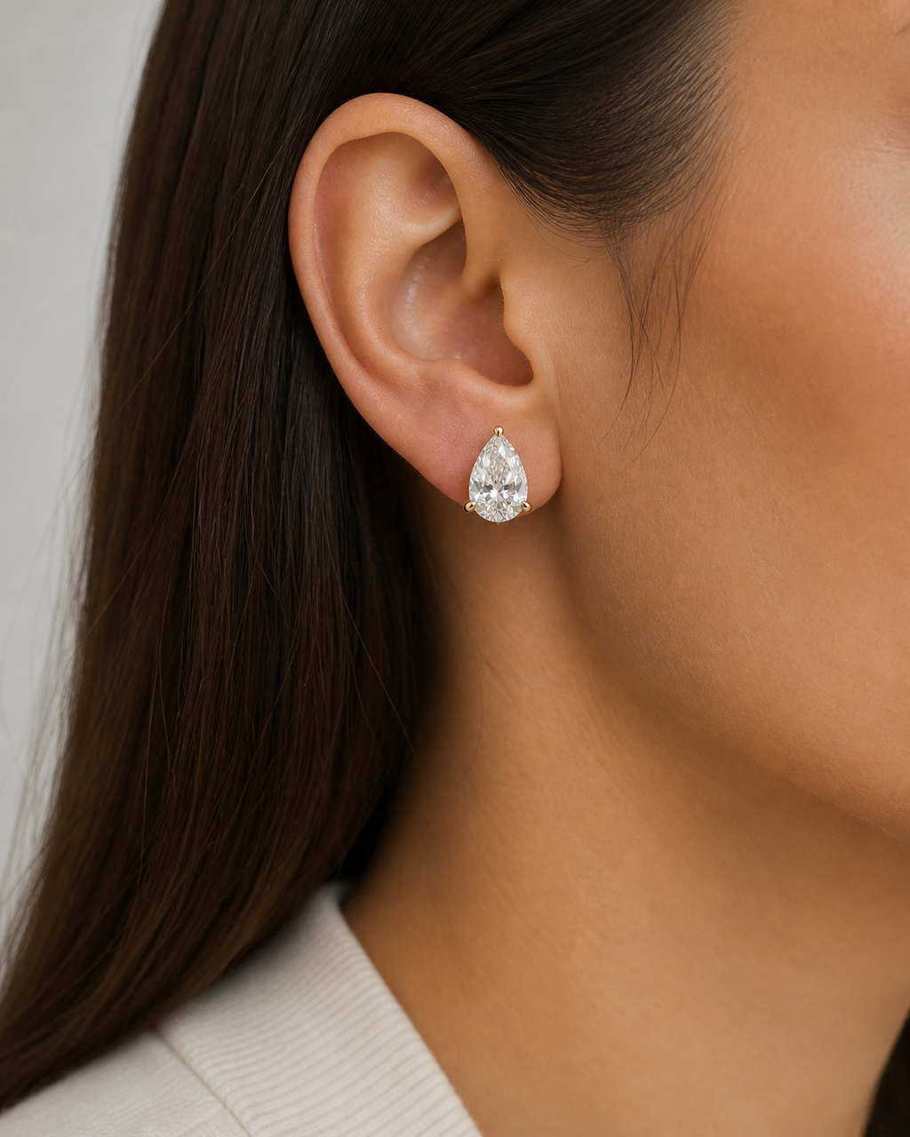 Pear Cut Lab Diamond Stud Earrings – 6ct Total