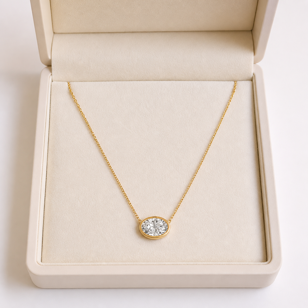 Round Lab Diamond Bezel Necklace – 1ct