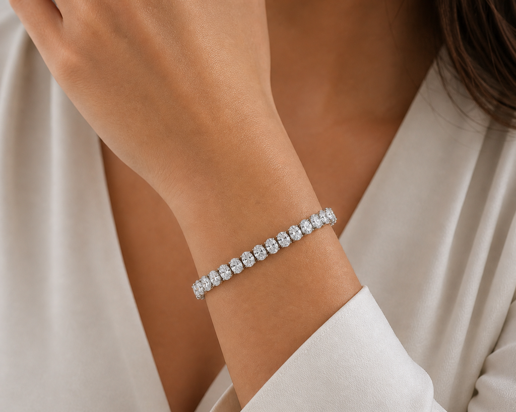 Oval Lab Diamond Tennis Bracelet – 13.04ct Total | 40 Stones | IGI Certified | 14K Gold
