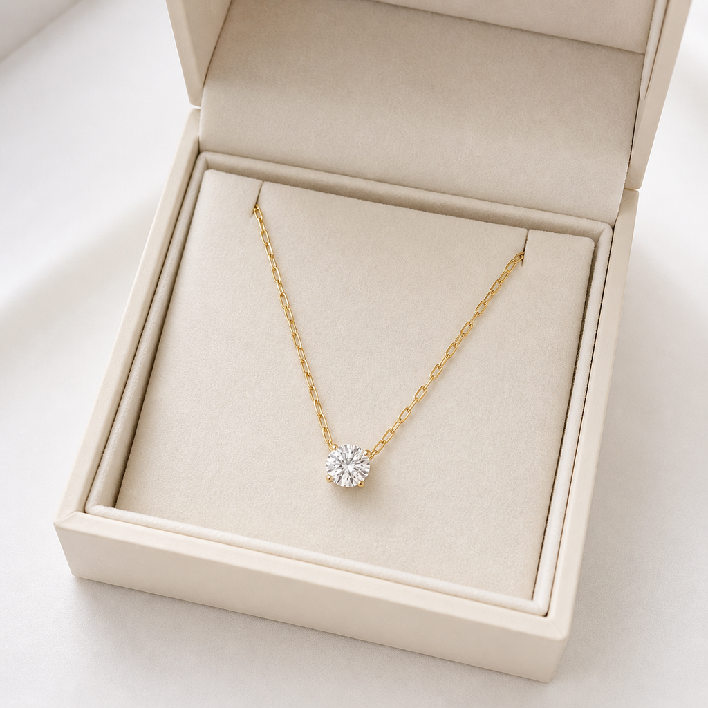 Round Lab Diamond Solitaire Necklace – 2ct
