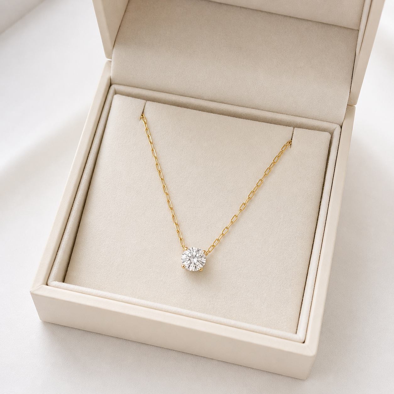 Round Lab Diamond Solitaire Necklace – 2ct