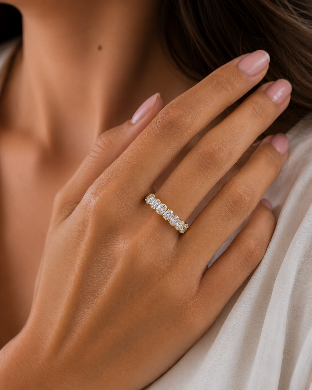 Seven Stone Oval Lab Diamond Ring – 2ct Total | 14K  Gold | IGI Certified
