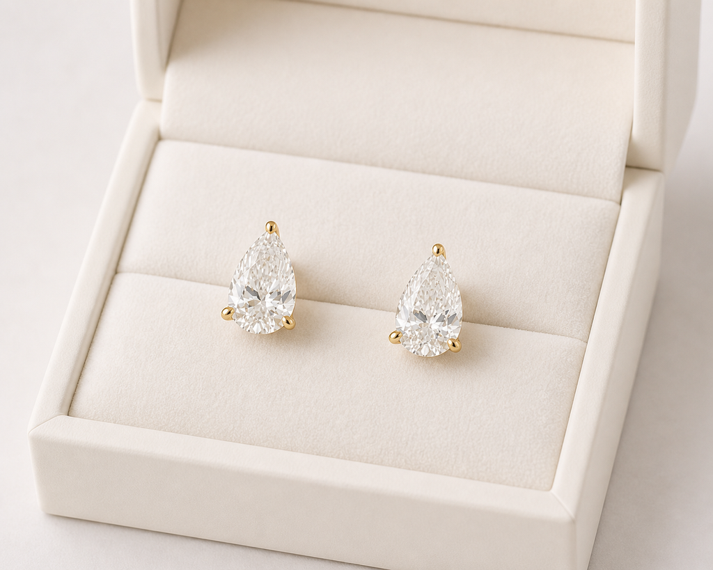 Pear Cut Lab Diamond Stud Earrings – 6ct Total