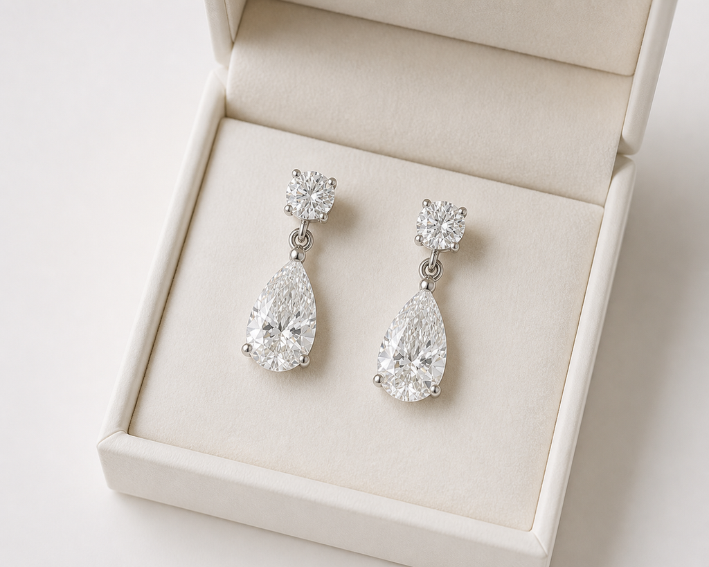 Pear Cut Lab Diamond Drop Earrings – 5.05ct Total