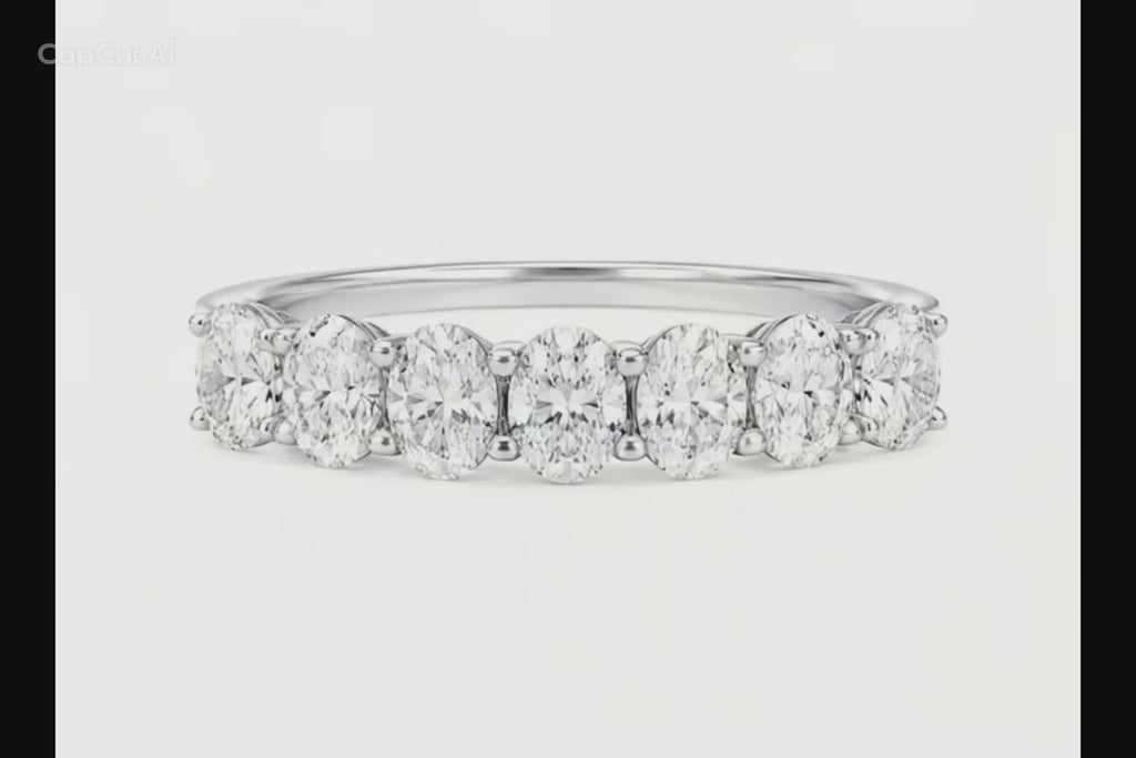 Seven Stone Oval Lab Diamond Ring – 1ct Total | 14K Gold | IGI Certified