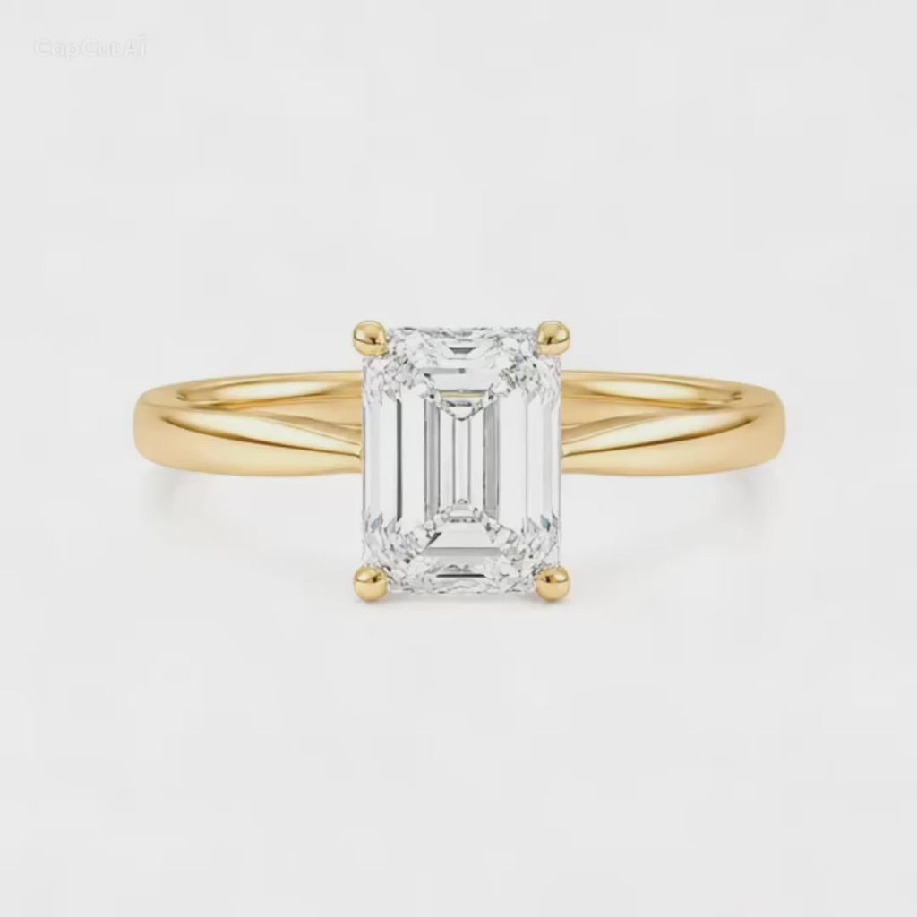 Emerald Cut Lab Diamond Engagement Ring – 2.00ct Total | 14K Gold | IGI Certified