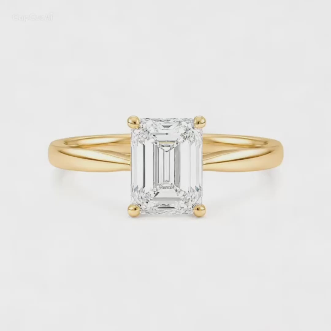 Emerald Cut Lab Diamond Engagement Ring – 2.00ct Total | 14K Gold | IGI Certified