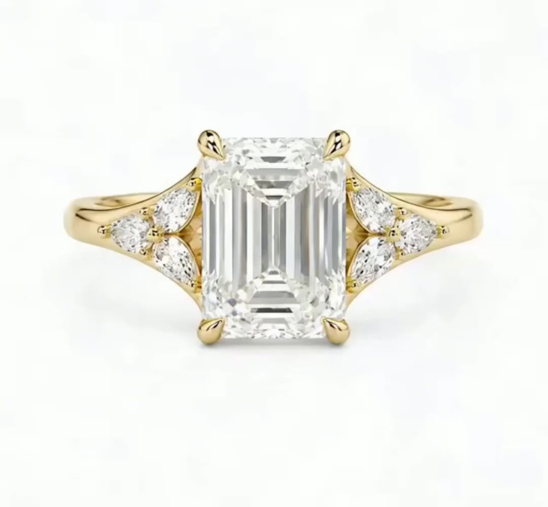 The Plaza – 3 CT Emerald Cut Lab Diamond Ring